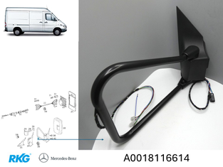 Original Mercedes-Benz Halter, Spiegel rechts. Sprinter W901, 902, 903, 904, 905-2
