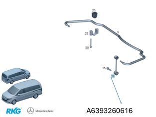 Verbindungsstange Drehstab hinten. V-Klasse W447, W448, Viano *A6393260616*-1