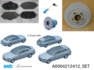 Original Mercedes-Benz Bremsensatz Vorne. C-Klasse W205-6