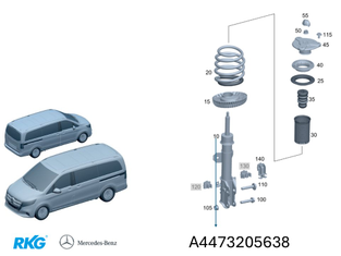 Federbein V-Klasse W447. *A4473205638* Original Mercedes-Benz-1