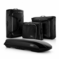 Audi Ski- und Gepäckbox 430 l Set mit Reisetaschen S M L – Original Audi Dachbox brillantschwarz-1