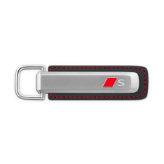 Original Audi S Schlüsselanhänger silber schwarz Leder-1
