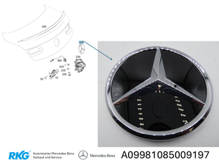 Stern an Heckdeckel, Obsidianschwarz. *A09981085009197* Original Mercedes-Benz-2