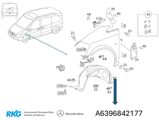 Radhausschale rechts. Viano W636, W639 *A6396842177* Original Mercedes-Benz-1