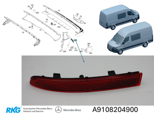 Original Mercedes-Benz Reflektor hinten rechts, Sprinter 907, 910-7