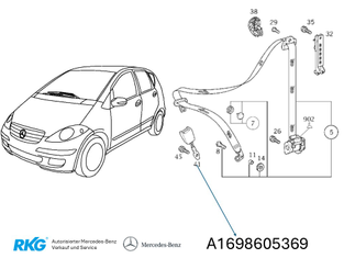 Gurtschloss A-Klasse W169 *A1698605369* Original Mercedes-Benz-1