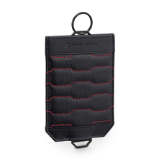 Audi Sport Fahrzeugschlüsseletui aus Leder mit Lochprägung, Schwarz/Rot-1