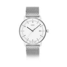 Audi Ringe Armbanduhr mit Milanaisearmband, Silber/Weiß-1