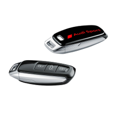 Schlüsselblende mythosschwarz mit Audi Sport Schriftzug rot metallic