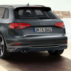 Heckdiffusor mit Blade grundiert, für Fahrzeuge mit Einzelendrohr