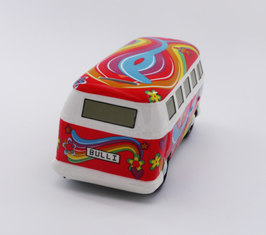 Original VW Bulli T1 Spardose Flower Power, rot